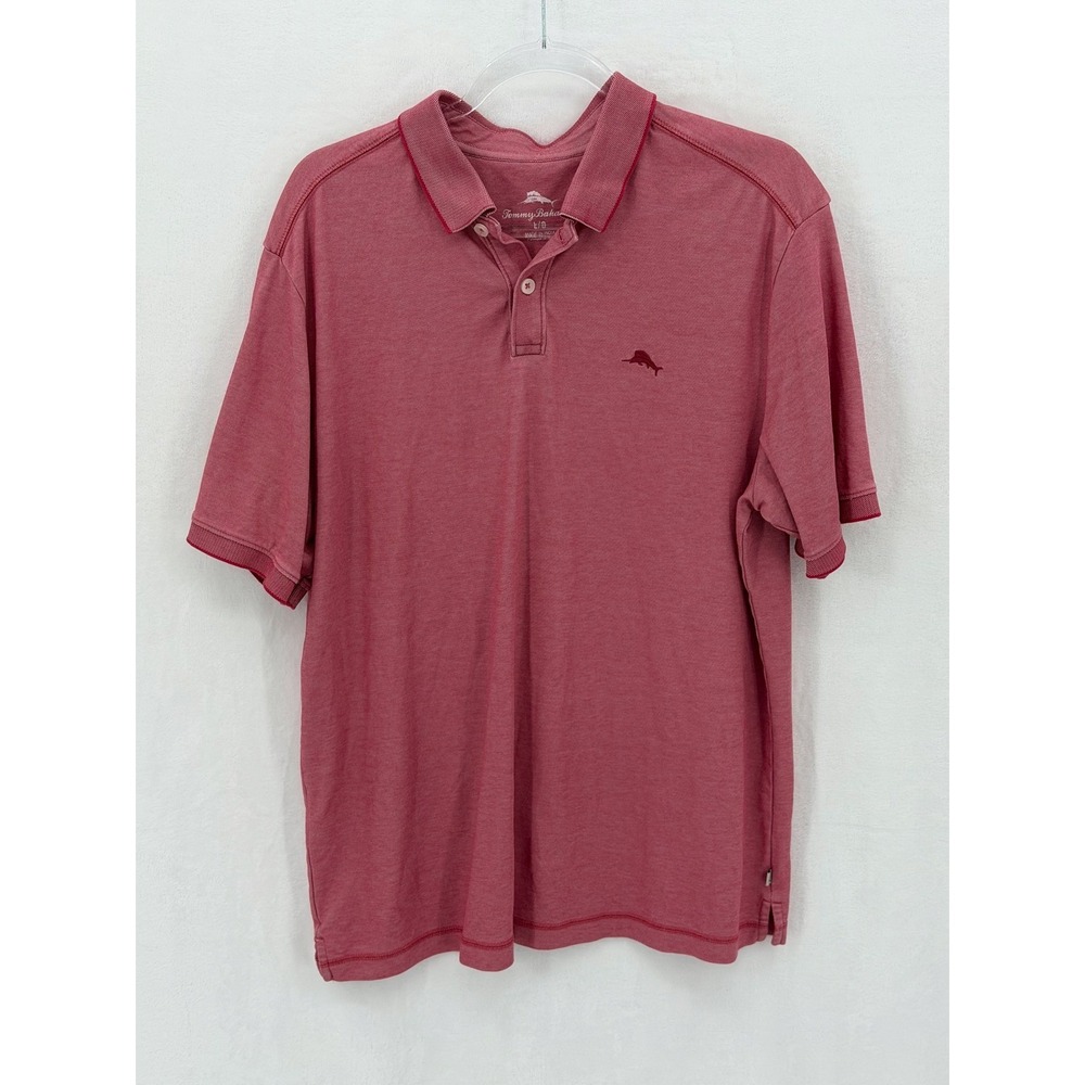 Tommy Bahama Shirt Mens Large Red Polo Supima Cotton Casual Preppy Golf Summer